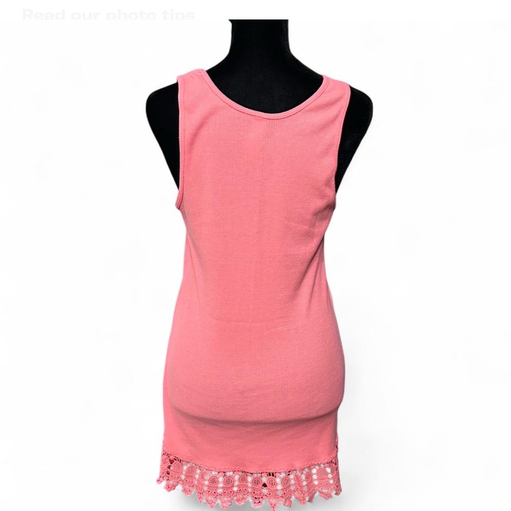 NO BOUNDARIES Pink Ribbed Lace Trim Tank Top L (11-13) NWOT - Picture 3 of 7